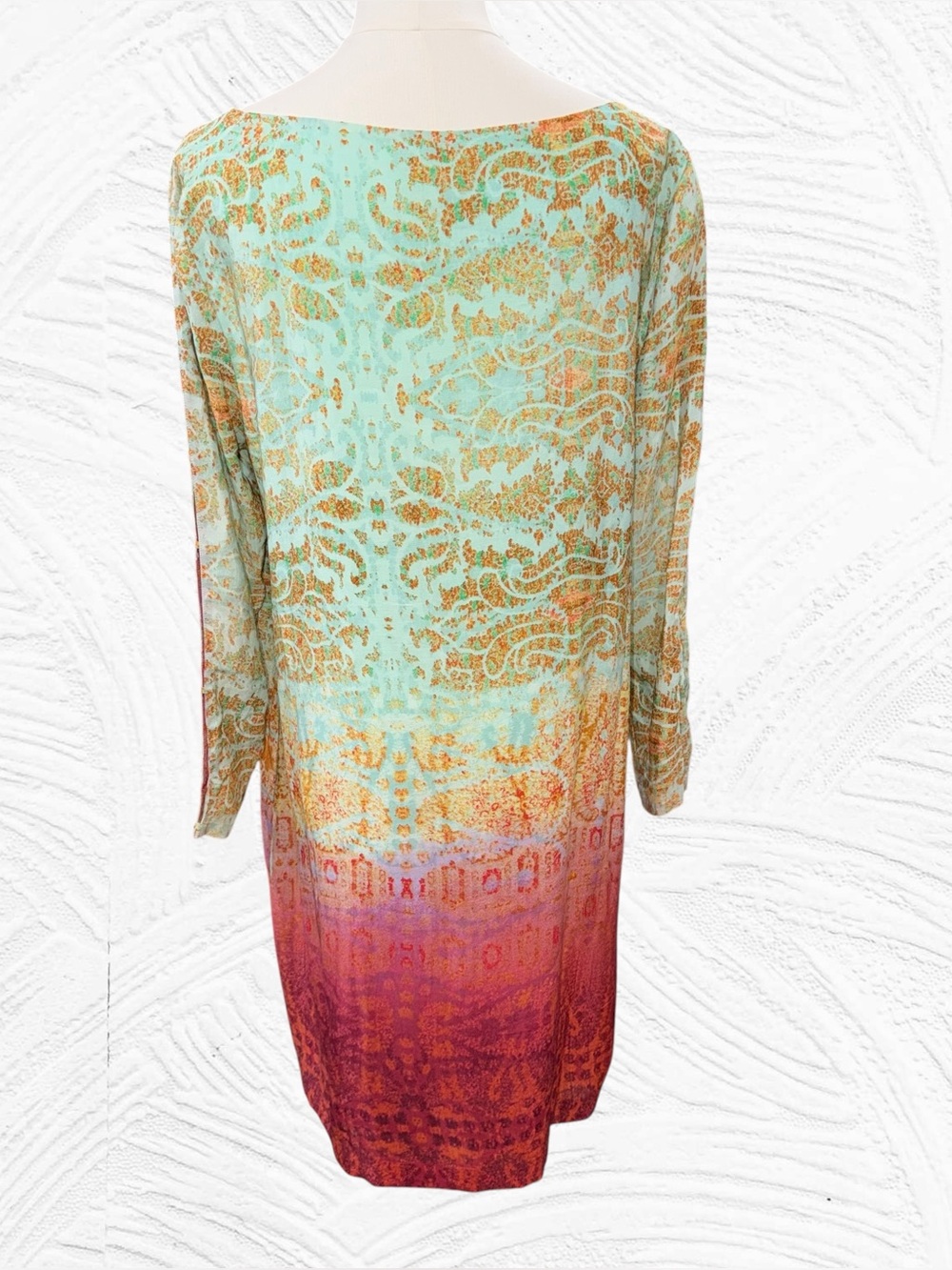 Anthropologie MAEVE Cleome Silk Tunic Shift Dress Ombré Paisley Slit Sleeves Lrg